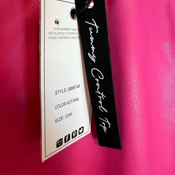 JUDY BLUE Tummy Control Faux Leather Pants Hot Pink Size 20W Straight NWT New - Picture 4 of 16